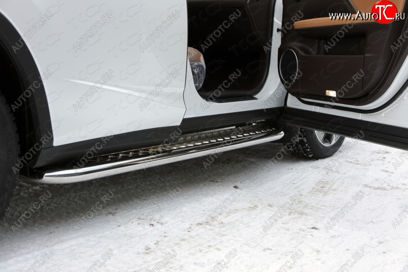 36 999 р. Пороги с площадкой 60,3 мм кроме F-Sport ТСС Тюнинг Lexus RX 200T AL20 дорестайлинг (2015-2017) (серые)  с доставкой в г. Воронеж