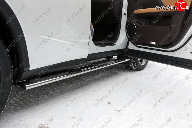 43 949 р. Пороги овальные с накладкой 120х60 мм F-Sport ТСС Тюнинг Lexus RX 200T AL20 дорестайлинг (2015-2017) (серые)  с доставкой в г. Воронеж