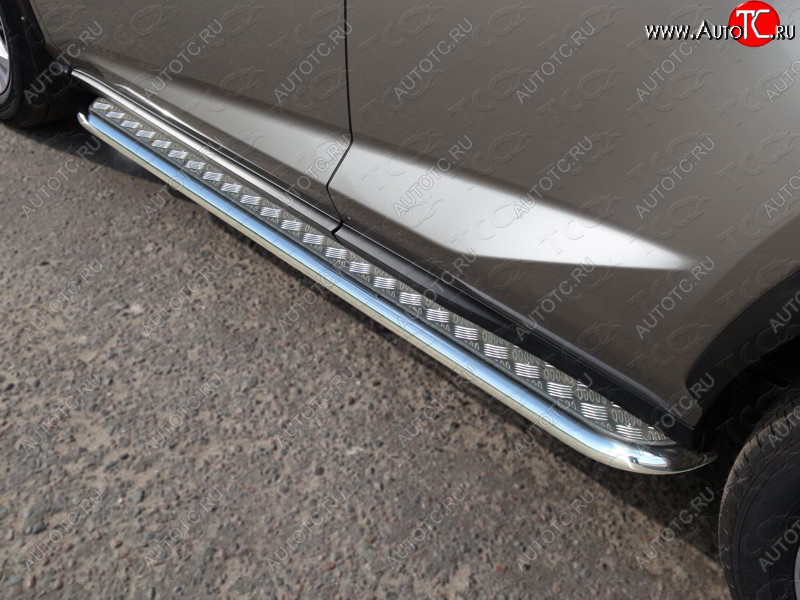 27 849 р. Пороги с площадкой 42,4 мм кроме F-Sport ТСС Тюнинг Lexus NX200 Z10 дорестайлинг (2014-2017) (серые)  с доставкой в г. Воронеж