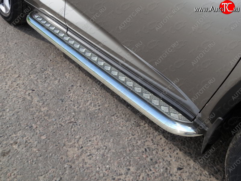 31 999 р. Пороги с площадкой 60,3 мм кроме F-Sport ТСС Тюнинг Lexus NX200 Z10 дорестайлинг (2014-2017) (серые)  с доставкой в г. Воронеж