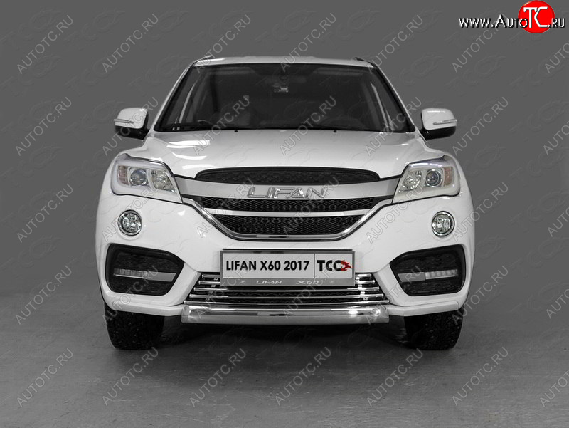 7 349 р. Нижняя декоративная вставка в бампер ТСС Тюнинг Lifan X60 2-ой рестайлинг (2016-2025) (d 16 мм)  с доставкой в г. Воронеж
