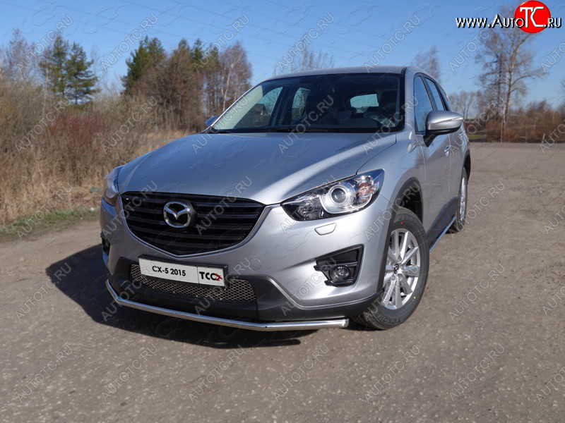 14 699 р. Защита переднего бампера нижняя d42,4 мм ТСС Тюнинг  Mazda CX-5  KE (2015-2017) рестайлинг (нержавейка)  с доставкой в г. Воронеж