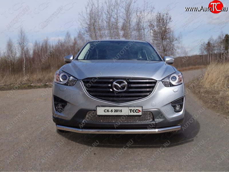 17 649 р. Защита переднего бампера нижняя d60,3 мм ТСС Тюнинг  Mazda CX-5  KE (2015-2017) рестайлинг (нержавейка)  с доставкой в г. Воронеж