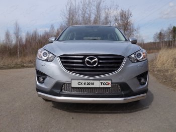 23 899 р. Защита переднего бампера нижняя овальная 75*42 мм ТСС Тюнинг  Mazda CX-5  KE (2015-2017) рестайлинг (нержавейка)  с доставкой в г. Воронеж. Увеличить фотографию 1