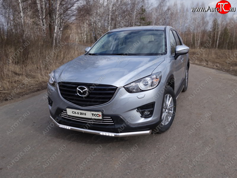 7 349 р. Декоративная вставка переднего бампера ТСС Тюнинг  Mazda CX-5  KE (2015-2017) рестайлинг (d 16 мм)  с доставкой в г. Воронеж