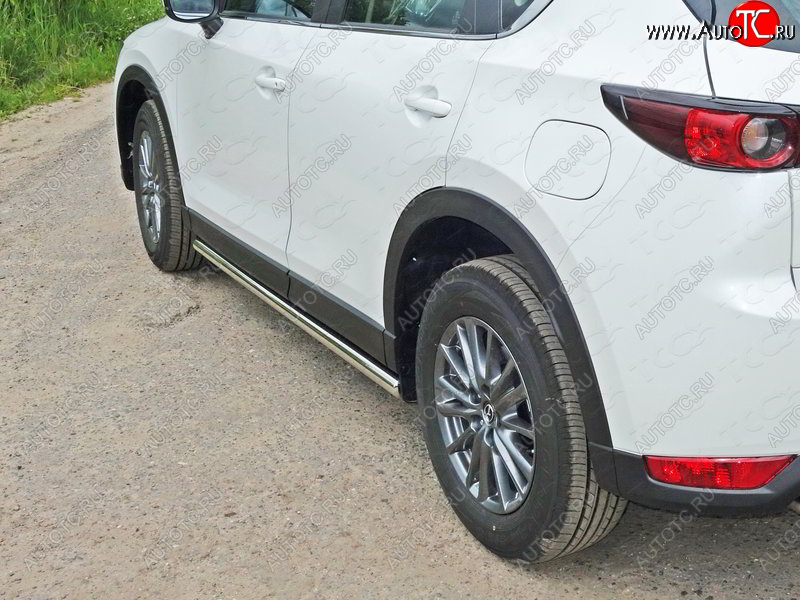21 599 р. Защита порогов труба d60,3 мм ТСС Тюнинг Mazda CX-5 KF (2016-2025) (серые)  с доставкой в г. Воронеж