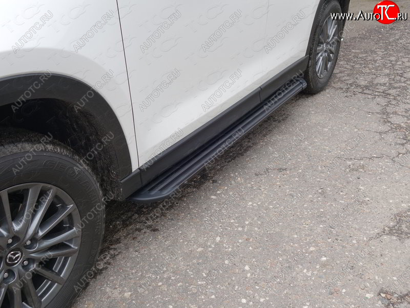 21 999 р. Пороги алюминиевые Slim Line ТСС Тюнинг  Mazda CX-5  KF (2016-2025) (Black)  с доставкой в г. Воронеж
