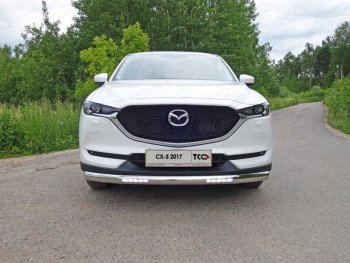 41 999 р. Защита передняя нижняя овальная с ДХО 75х42 мм ТСС Тюнинг  Mazda CX-5  KF (2016-2025) (нержавейка)  с доставкой в г. Воронеж. Увеличить фотографию 1