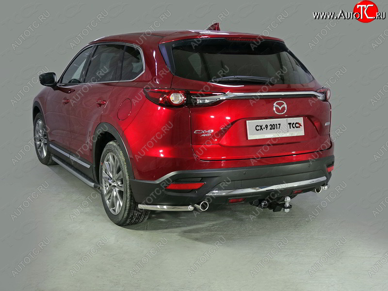 10 299 р. Защита заднего бампера (уголки, d42,4 мм) TCC  Mazda CX-9  TC (2015-2025) дорестайлинг  с доставкой в г. Воронеж