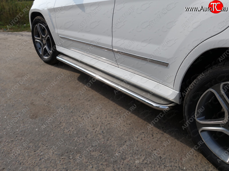 38 999 р. Пороги с площадкой 42,4 мм ТСС Тюнинг Mercedes-Benz GLK class X204 рестайлинг (2012-2015) (нержавейка)  с доставкой в г. Воронеж