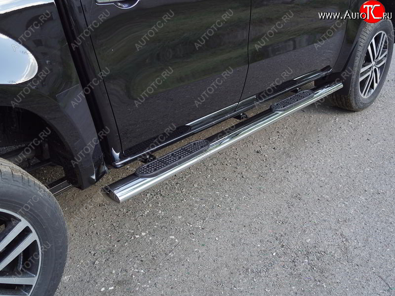 43 949 р. Пороги овальные с накладкой 120х60 мм, ТСС Тюнинг  Mercedes-Benz X class  W470 (2017-2020) (серые)  с доставкой в г. Воронеж