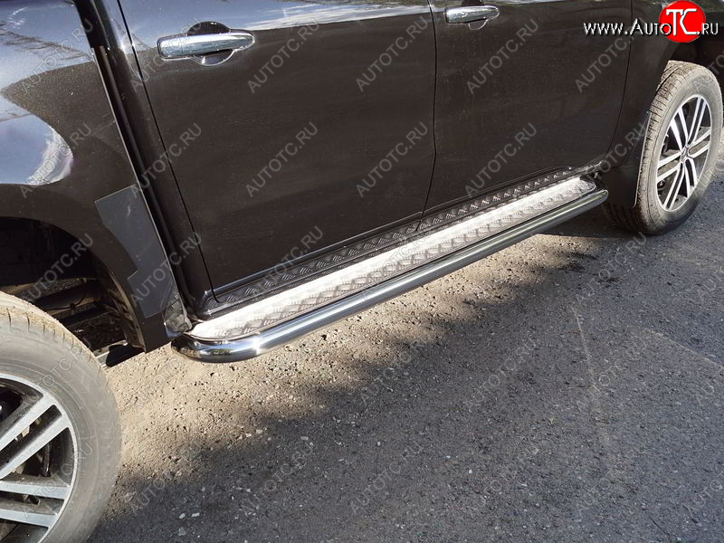 36 999 р. Пороги с площадкой 60,3 мм ТСС Тюнинг  Mercedes-Benz X class  W470 (2017-2020) (серые)  с доставкой в г. Воронеж