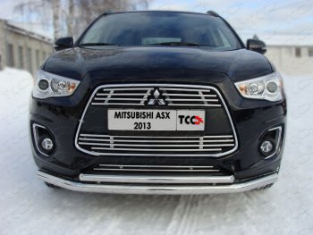 4 299 р. Верхняя декоративная вставка решетки радиатора ТСС Тюнинг  Mitsubishi ASX (2013-2016) 1-ый рестайлинг (d 12 мм)  с доставкой в г. Воронеж. Увеличить фотографию 1