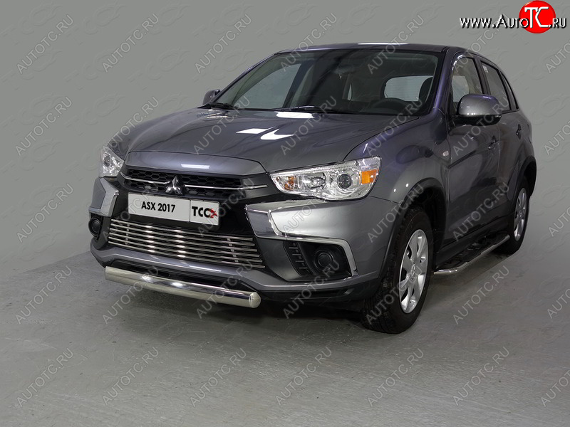 14 349 р. Защита переднего бампера нижняя овальная 75*42 мм ТСС Тюнинг  Mitsubishi ASX (2017-2020) 2-ой рестайлинг (нержавейка)  с доставкой в г. Воронеж