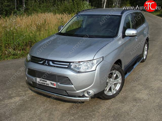 20 699 р. Защита переднего бампера нижняя овальная 75*42 мм ТСС Тюнинг  Mitsubishi Outlander  GF (2012-2014) дорестайлинг (нержавейка)  с доставкой в г. Воронеж