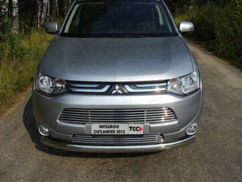 4 299 р. Нижняя декоративная вставка в бампер ТСС Тюнинг  Mitsubishi Outlander  GF (2012-2014) дорестайлинг (d 12 мм)  с доставкой в г. Воронеж. Увеличить фотографию 1