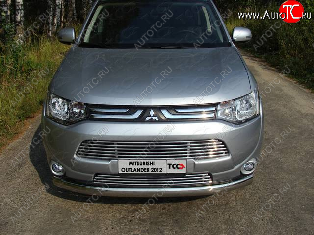 4 299 р. Нижняя декоративная вставка в бампер ТСС Тюнинг  Mitsubishi Outlander  GF (2012-2014) дорестайлинг (d 12 мм)  с доставкой в г. Воронеж