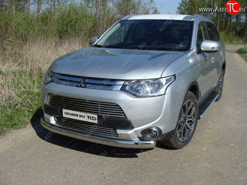 20 699 р. Защита переднего бампера нижняя овальная 75*42 мм ТСС Тюнинг  Mitsubishi Outlander  GF (2014-2016) 1-ый рестайлинг (нержавейка)  с доставкой в г. Воронеж