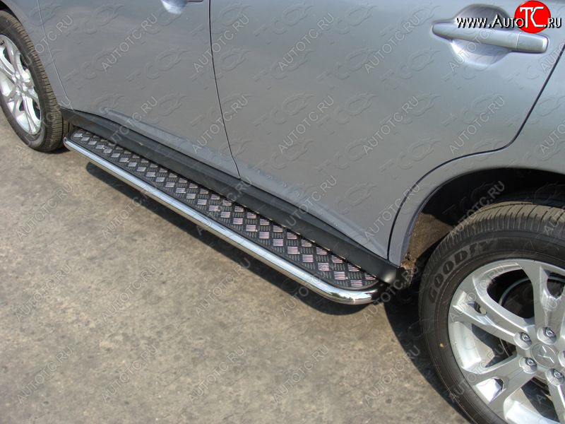27 849 р. Пороги с площадкой 42,4 мм ТСС Тюнинг  Mitsubishi Outlander  GF (2014-2016) 1-ый рестайлинг (серые)  с доставкой в г. Воронеж