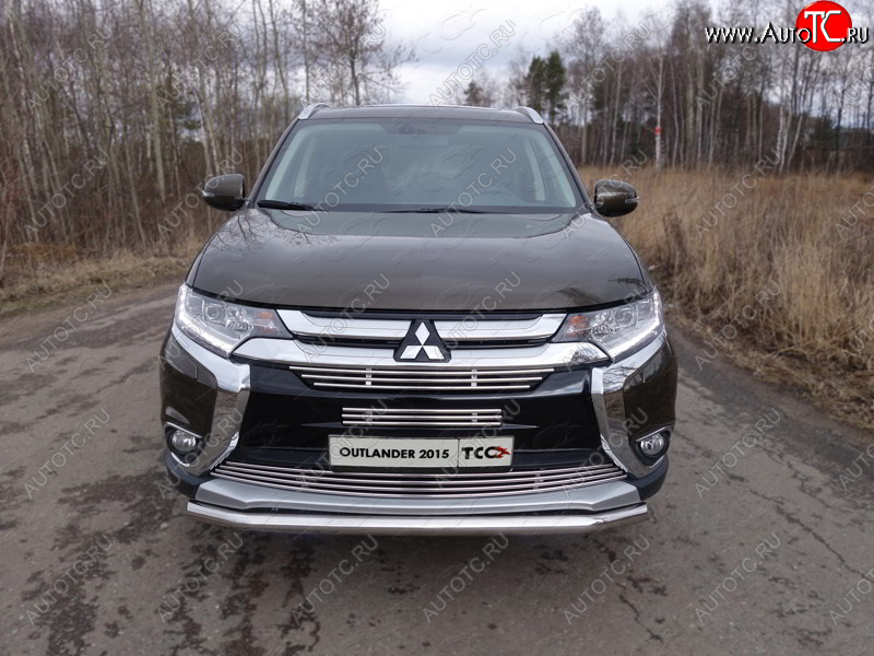 14 699 р. Защита передняя нижняя короткая 60,3 мм ТСС Тюнинг Mitsubishi Outlander GF 2-ой рестайлинг (2015-2018) (нержавейка)  с доставкой в г. Воронеж