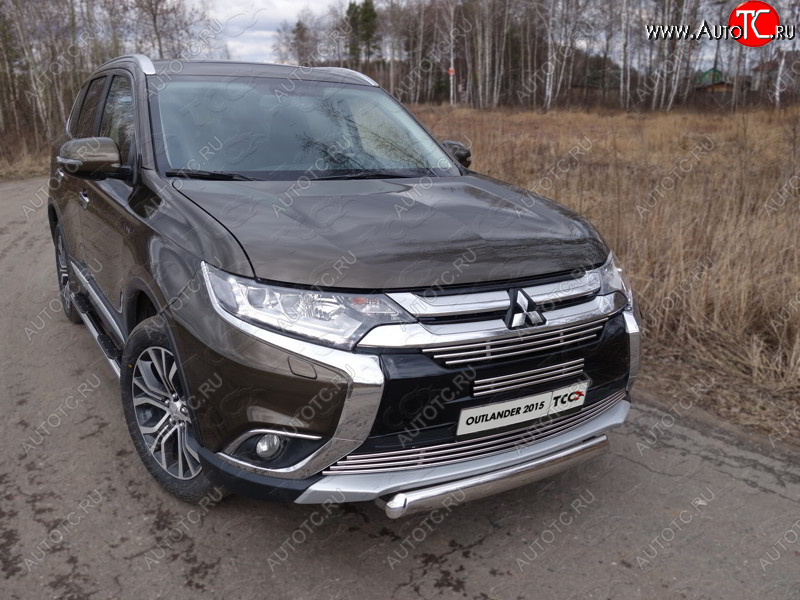 20 699 р. Защита переднего бампера нижняя овальная 75*42 мм ТСС Тюнинг Mitsubishi Outlander GF 2-ой рестайлинг (2015-2018) (нержавейка)  с доставкой в г. Воронеж