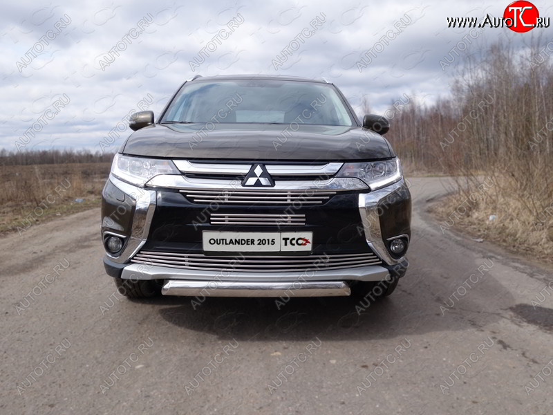 7 349 р. Верхняя декоративная вставка решетки радиатора ТСС Тюнинг  Mitsubishi Outlander  GF (2015-2018) 2-ой рестайлинг (d 12 мм)  с доставкой в г. Воронеж