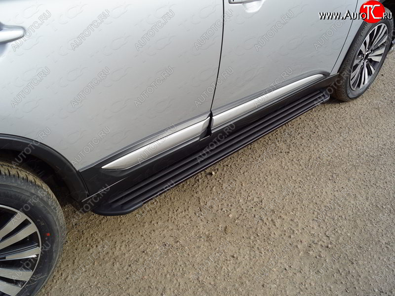 21 999 р. Пороги алюминиевые Slim Line ТСС Тюнинг  Mitsubishi Outlander  GF (2018-2022) 3-ий рестайлинг (Black)  с доставкой в г. Воронеж