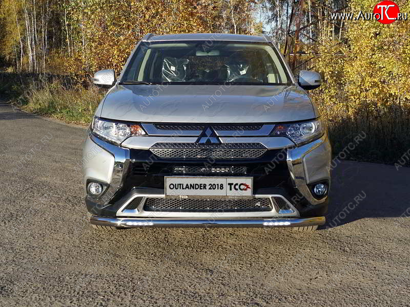 31 899 р. Защита переднего бампера нижняя с ДХО 60,3 мм ТСС Тюнинг Mitsubishi Outlander GF 3-ий рестайлинг (2018-2022) (нержавейка)  с доставкой в г. Воронеж