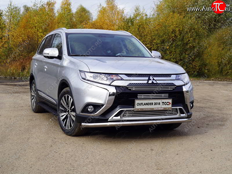 21 999 р. Защита передняя нижняя длинная 60,3 мм ТСС Тюнинг Mitsubishi Outlander GF 3-ий рестайлинг (2018-2022) (нержавейка)  с доставкой в г. Воронеж