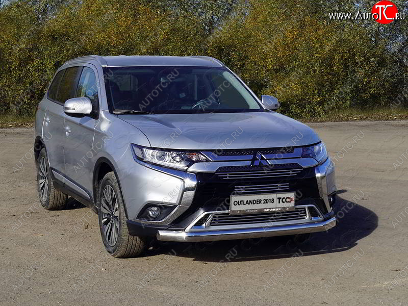 21 999 р. Защита переднего бампера нижняя овальная 75*42 мм ТСС Тюнинг Mitsubishi Outlander GF 3-ий рестайлинг (2018-2022) (нержавейка)  с доставкой в г. Воронеж