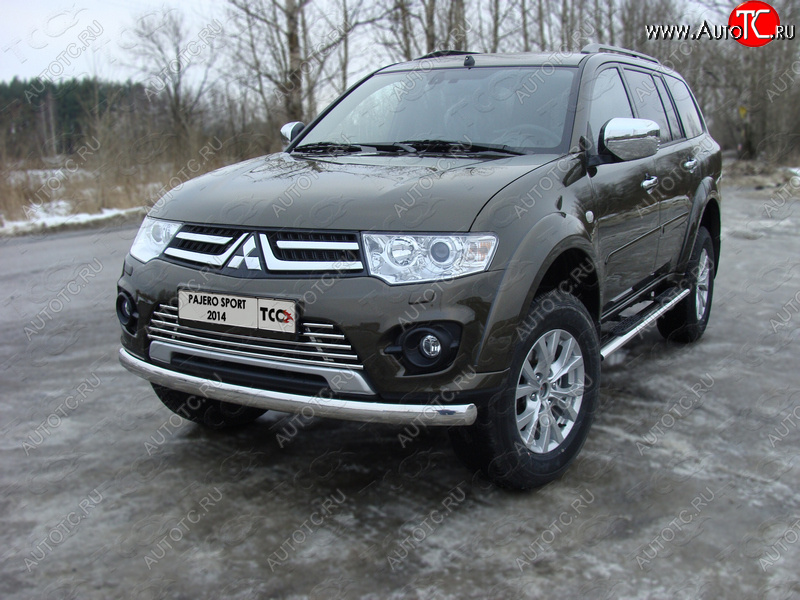 20 699 р. Защита переднего бампера нижняя овальная 75*42 мм ТСС Тюнинг  Mitsubishi Pajero Sport  PB (2013-2017) рестайлинг (нержавейка)  с доставкой в г. Воронеж
