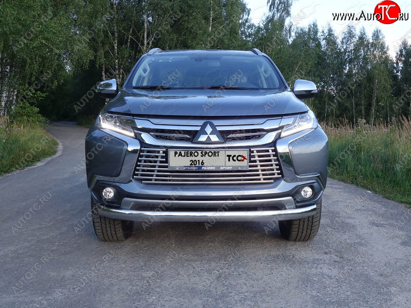 20 699 р. Защита переднего бампера нижняя овальная 75*42 мм ТСС Тюнинг  Mitsubishi Pajero Sport  PB (2013-2017) рестайлинг (нержавейка)  с доставкой в г. Воронеж