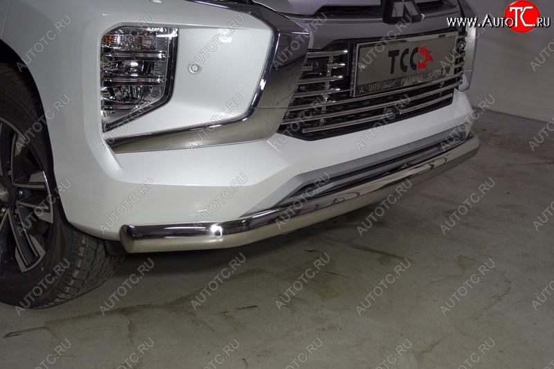 24 999 р. Защита переднего бампера нижняя овальная 75*42 мм ТСС Тюнинг Mitsubishi Pajero Sport QF рестайлинг (2019-2022) (нержавейка)  с доставкой в г. Воронеж