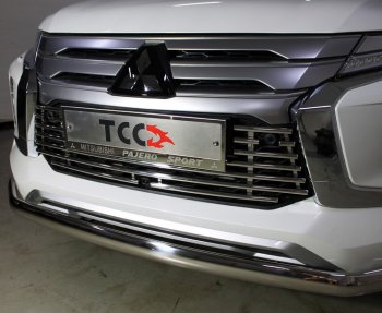 9 999 р. Декоративная вставка переднего бампера ТСС Тюнинг Mitsubishi Pajero Sport QF рестайлинг (2019-2022) (d 16 мм)  с доставкой в г. Воронеж. Увеличить фотографию 1