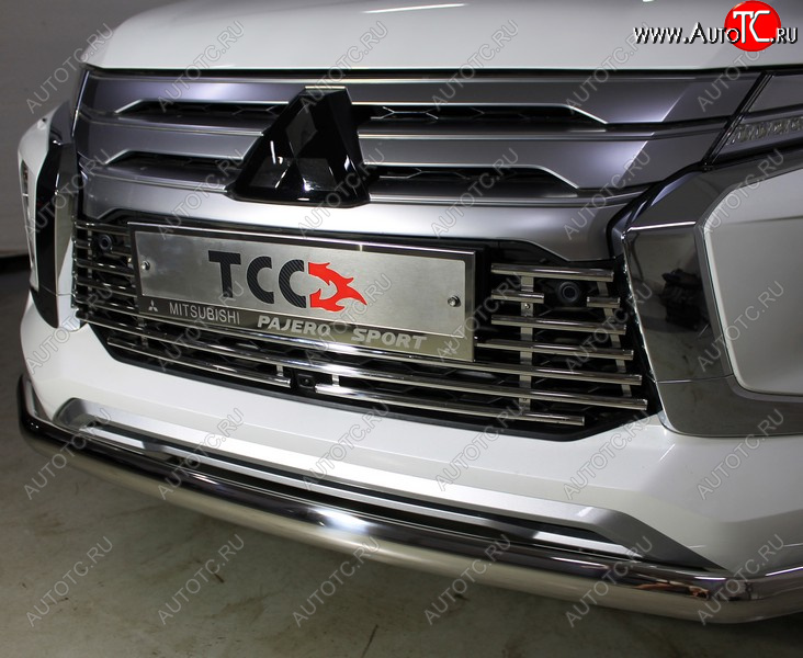 9 999 р. Декоративная вставка переднего бампера ТСС Тюнинг  Mitsubishi Pajero Sport  QF (2019-2022) рестайлинг (d 16 мм)  с доставкой в г. Воронеж