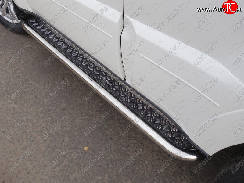 34 799 р. Пороги с площадкой 60,3 мм ТСС Тюнинг Mitsubishi Pajero 4 V90 2-ой рестайлинг (2014-2020) (серые)  с доставкой в г. Воронеж