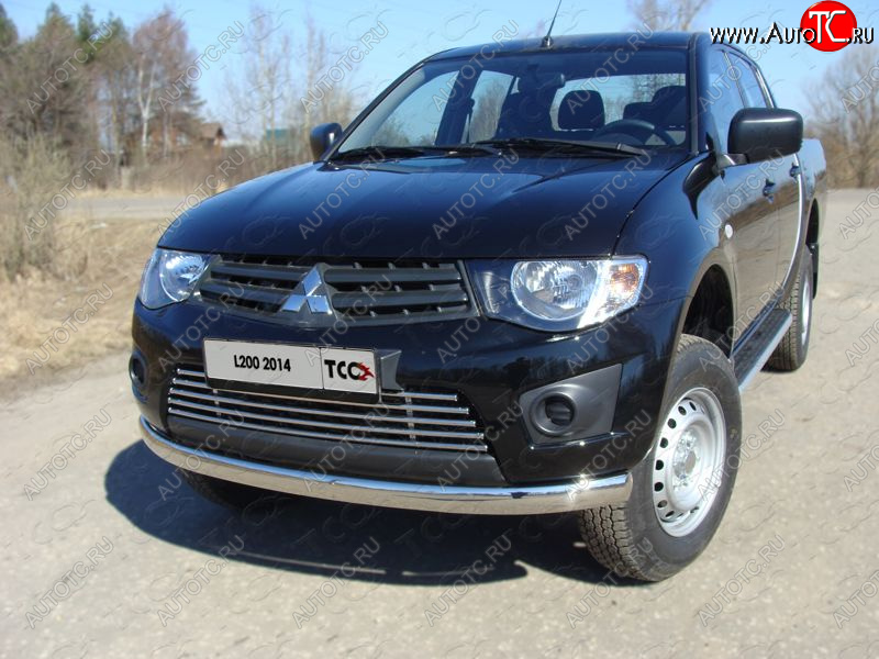 20 699 р. Защита переднего бампера нижняя овальная 75*42 мм ТСС Тюнинг  Mitsubishi L200  4 (2013-2016)  рестайлинг (нержавейка)  с доставкой в г. Воронеж