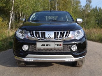 Защита передняя нижняя овальная с ДХО 75х42 мм ТСС Тюнинг Mitsubishi L200 5 KK,KL дорестайлинг (2015-2019) ()