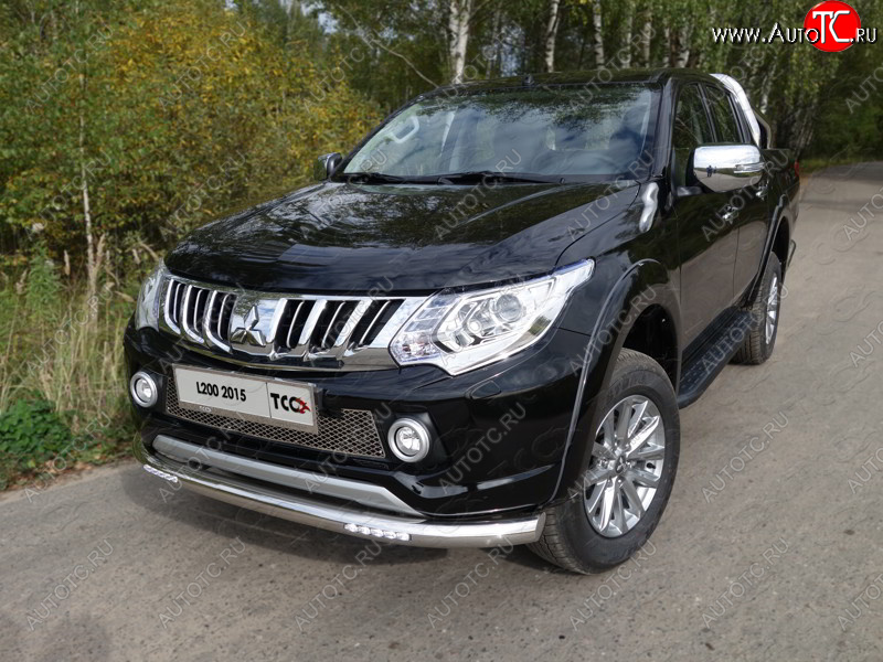 37 999 р. Защита переднего бампера нижняя с ДХО 76,1 мм ТСС Тюнинг  Mitsubishi L200  5 KK,KL (2015-2019) дорестайлинг (нержавейка)  с доставкой в г. Воронеж