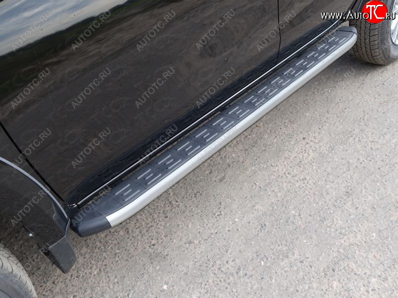 20 599 р. Пороги алюминиевые с пластиковой накладкой ТСС Тюнинг Mitsubishi L200 5 KK,KL рестайлинг (2018-2022) (серые)  с доставкой в г. Воронеж