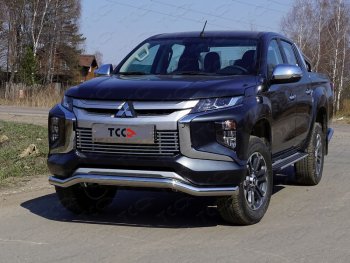 Защита переднего бампера волна d76,1 мм ТСС Тюнинг Mitsubishi L200 5 KK,KL рестайлинг (2018-2022) ()