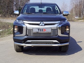 Защита переднего бампера нижняя с ДХО 76,1 мм ТСС Тюнинг Mitsubishi L200 5 KK,KL рестайлинг (2018-2022) ()