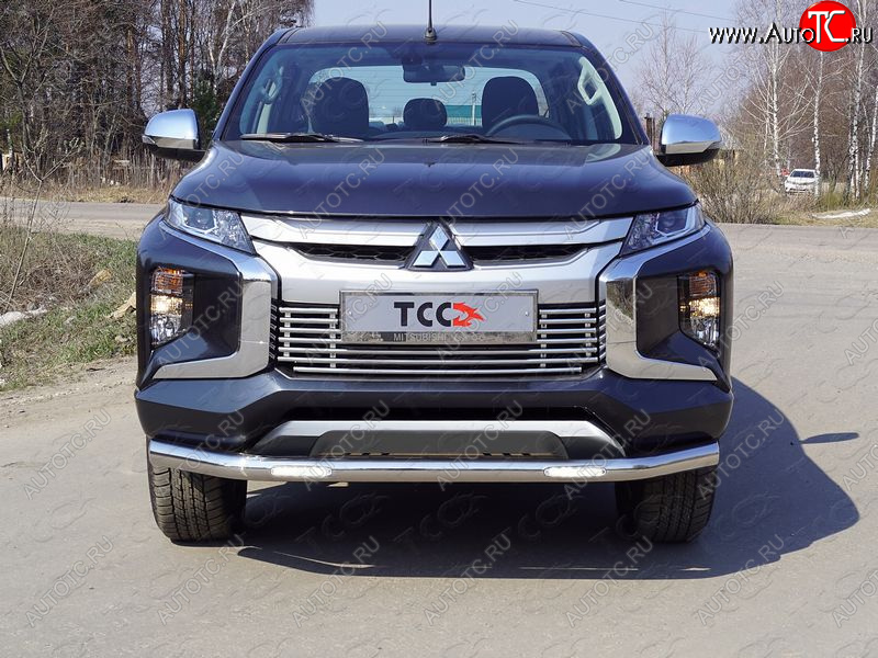 32 999 р. Защита переднего бампера нижняя с ДХО 76,1 мм ТСС Тюнинг Mitsubishi L200 5 KK,KL рестайлинг (2018-2022) (нержавейка)  с доставкой в г. Воронеж