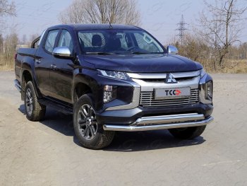 Защита передняя нижняя двойная 76,1*75 мм Тюнинг Mitsubishi L200 5 KK,KL рестайлинг (2018-2022) ()