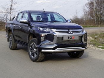 Защита переднего бампера нижняя овальная75*42 мм ТСС Тюнинг Mitsubishi L200 5 KK,KL рестайлинг (2018-2022) ()