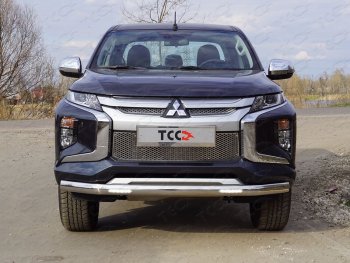 Защита передняя нижняя овальная с ДХО 75х42 мм ТСС Тюнинг Mitsubishi L200 5 KK,KL рестайлинг (2018-2022) ()