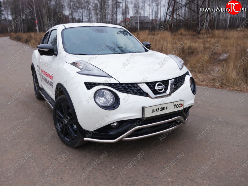 14 699 р. Защита переднего бампера кенгурин 42,4 мм ТСС Тюнинг  Nissan Juke  1 YF15 (2014-2020) рестайлинг (нержавейка)  с доставкой в г. Воронеж