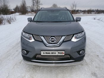 Защита переднего бампера нижняя овальная 75х42 мм ТСС Тюнинг Nissan X-trail 3 T32 дорестайлинг (2013-2018) (нержавейка)