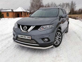 Защита передняя нижняя длинная 60,3 мм ТСС Тюнинг Nissan X-trail 3 T32 дорестайлинг (2013-2018) (нержавейка)