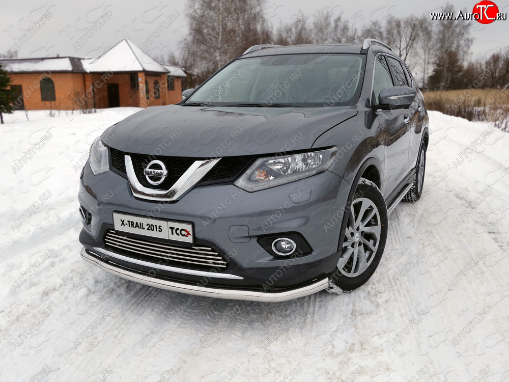 20 599 р. Защита передняя нижняя длинная 60,3 мм ТСС Тюнинг Nissan X-trail 3 T32 дорестайлинг (2013-2018) (нержавейка)  с доставкой в г. Воронеж